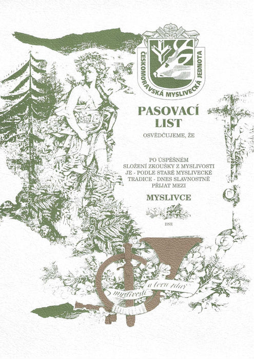 Pasovací list na myslivce