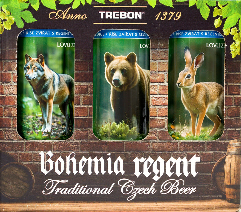 NEALKO Dárkové balení piv - Myslivecká říše I. :  Jezevec lesní, Medvěd hnědý, Zajíc polní, Jelen evropský, Daněk skvrnitý a Vlk obecný